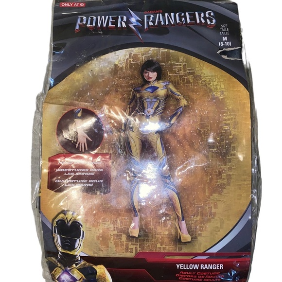 New Adult Womens Saban's YELLOW POWER RANGER Halloween Costume Medium 8/10 - Picture 2 of 5